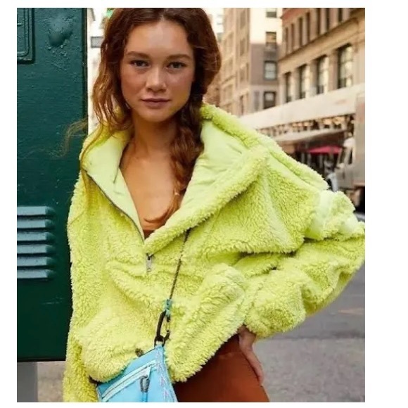 Free People Movement Nantucket Yellow Fleece Half-Zip Oversized Pullover Jacket - Picture 13 of 13